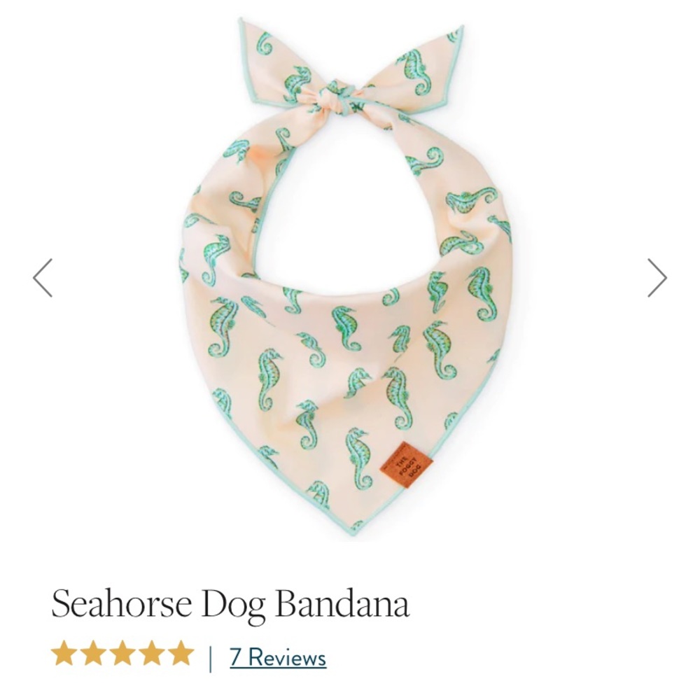 Foggy Dog Seahorse Dog Bandana, Size L, NWT